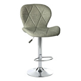 Silla De Bar Acolchada Con Respaldo Geométrico Taburete Color De La Estructura De La Silla Plateado Color Del Asiento Gris