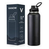 Termo Vaso-botella Acero Inoxidablecon Fría/caliente 40 Oz Color Negro