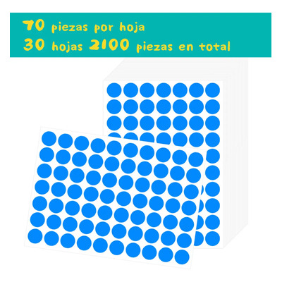 2100 Pegatinas Redondas Autoadhesivas Con 10 Colores Color Azul | Meses sin interés
