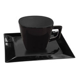 Taza De Té Con Plato 75cc Cuadrado Negro Oxford