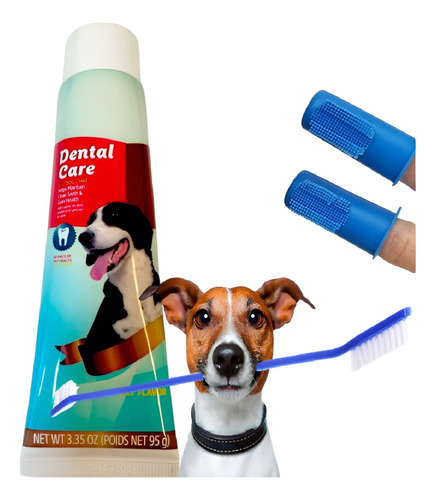 Kit Bucal Para Perros Pasta Dental Sabor Carne Fresh Higiene