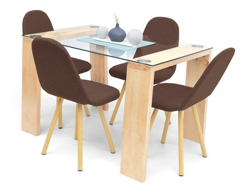 Set Comedor Milan Matiz 4 Puestos - Sillas Matiz Tela