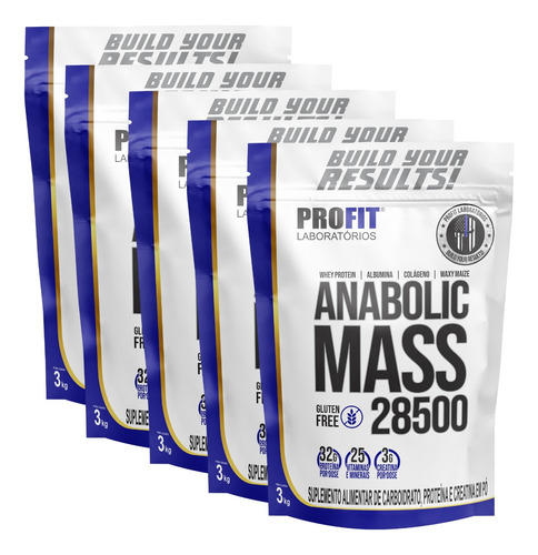 Combo 5x Hipercalórico Anabolic Mass 28500 - 3kg -total 15kg