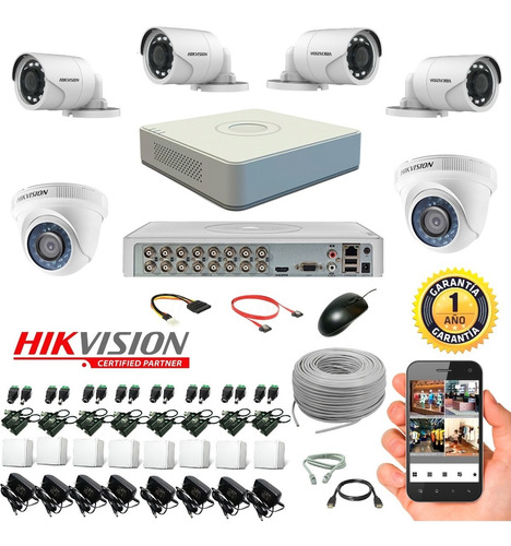 Cctv Hikvision Kit Dvr 16 Ch + 8 Cám+ Accesorios + Cable