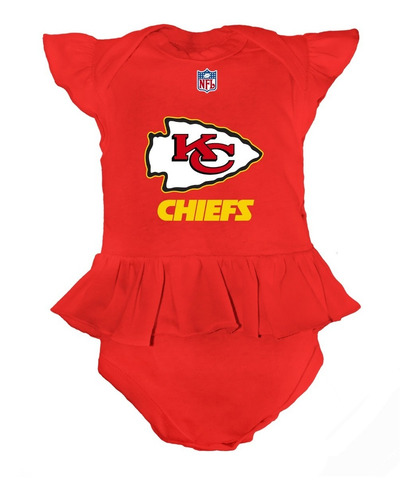 Pañalero Bebe Niña Vestido Futbol Kansas Chiefs Algodon 