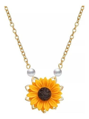 Collar Colgante Girasol + Estuche De Regalo