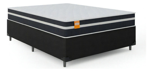 Cbp Cama Box Casal Colchão Molas 138cm 188cm 60cm Branco Preto Cor Preto E Branco