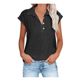 Blusa Q Para Mujer, Camisa Moderna Con Botones Lisos, V-ne