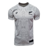 Camiseta Rugby Kapho All Blacks Maori Blanca/negra Adultos