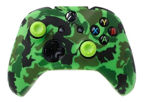 Silicona Cubierta Camuflado Verde+ 2 Tapas  Joystick Pr Xbox