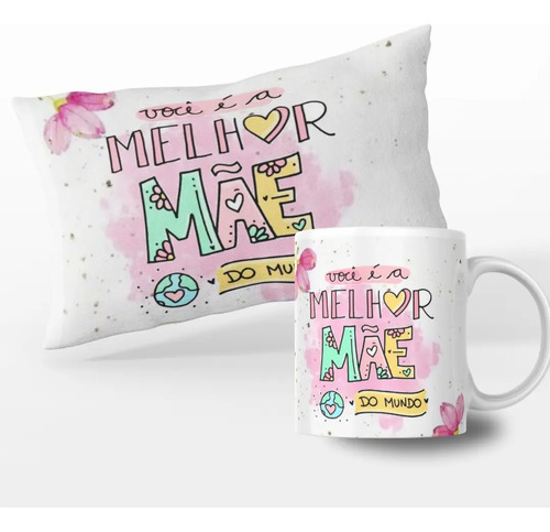 Kit Presente Almofada E Caneca Xicara Flork Namorada Pai Mae