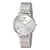 Reloj Emporio Armani Dos Tonos Mujer Esfera Plateada Boleta Color De La Correa Plateado Y Oro Rose Color Del Bisel Plateado Color Del Fondo Plateado