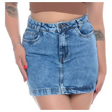 Saia Jeans Feminina Cintura Alta Levanta Bumbum Premium