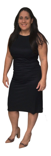 Vestido Feminino Canelado Plus Size Regata Costa Nua V Fenda