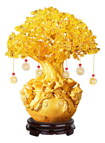 Árbol De Dinero De Cristal De Cuarzo Amarillo Double Golden