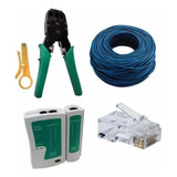 Kit 100m Cabo De Rede + Testador + Alicate + 50 Plugs Rj45