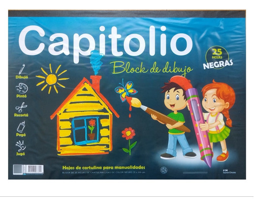 Block Dibujo N6 Negro Capitolio 25 Hojas 31x44 Cm