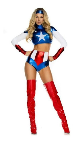 Disfraz De Marvel Capitan America Avengers Super Heroe Para Damas Mujer Envio Gratis 