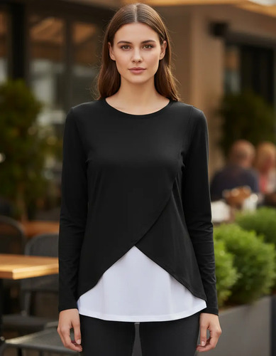 Coco Maternity Blusa Cross Lactancia Embarazo Manga Larga