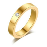 Anillo Argolla Piedra Cz Color Oro Acero Inoxidable Mujer