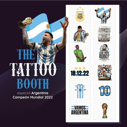 Tatuajes Temporales Argentina Campeon Mundial X10 Tattoos