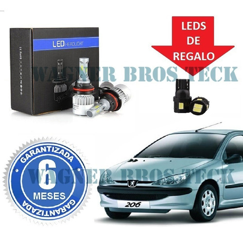 Kit Luces Led Cree H1 O H7 Peugeot 206 16000 Lms No Xenon