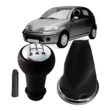 Kit Manopla Bola De Cambio + Coifa Cambio Aro Cromado Citroen C3 2004 2005 2006 2007 2008 2009 2010 2011 2012