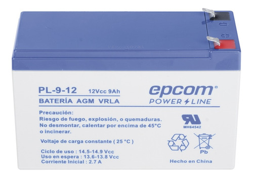Bateria Recargable Respaldo 12v 9ah 51 X 101 X 65 Mm Epcom