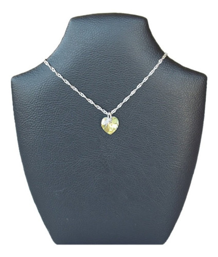 Cadenita Con Dije Corazón De Cristal  - Plata 925 Y Cristal