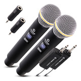Kit 2 Microfones Sem Fio Dinamico Recarregavel Display Lcd