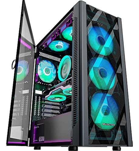 Musetex Atx Pc Case Mid-tower Con 6 Ventiladores Argb De 120