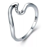 Anillo Plata 925 Ola Wave Mujer Joyas 