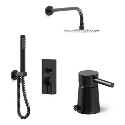 Griferia Combo Ducha2vias Bidet Hidromet Vector Black Negro