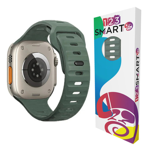 Pulseira De Silicone Mariner Compativel Com Apple Watch Ultra 1 E 2 Iwatch 9 8 7 6 5 4 3 2 1 Se 42mm 44mm 45mm Ultra 49mm Cor Verde Musgo