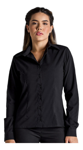 Blusa Social Confort Feminina Manga Longa Para Uniforme