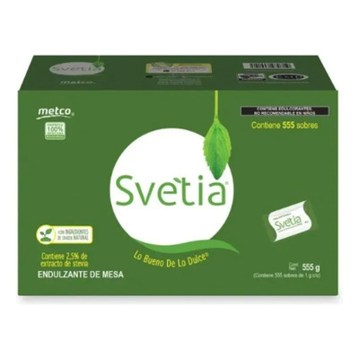 Endulzante Svetia Stevia 1g Baja Calorías Metco 555 Sobres | MercadoLibre