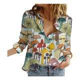 Blusa J Para Mujer Con Estampado Moderno, Casual, Manga Larg