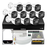 Kit Cftv Monitoramento 10 Cameras Intelbras Dvr 1016c 1 Tera