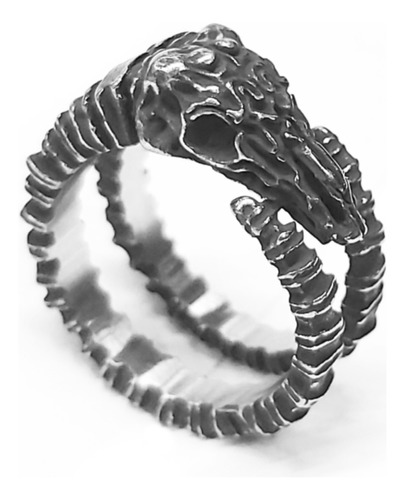 Anillo Calavera Carnero Cuernos Envolventes Acero Quirurgico