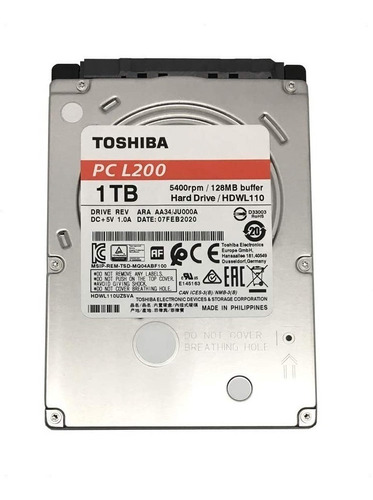 Disco Rígido Toshiba 1tb 2.5'' 5400 Rpm Hdwl110uzsva 