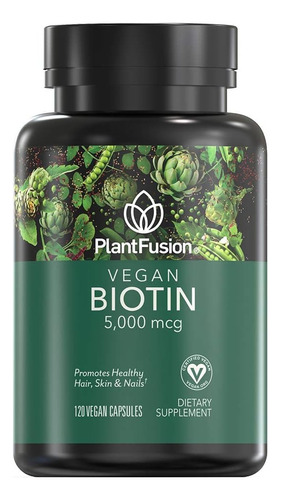Plantfusion Biotina Vegana 5000 Mcg Para Piel Y Uñas 120caps