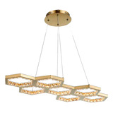 Pendente Colmeia Dourado Bella Led 75w Dw001l Cristal 96cm