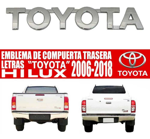 Emblema Trasero  Toyota  Hilux 2007 Al 2018 Pega 3m Foto 3