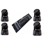 Kit4 Moving Head 7 Leds Cree De 12w Rgbw Dmx + Mesa Dmx 512