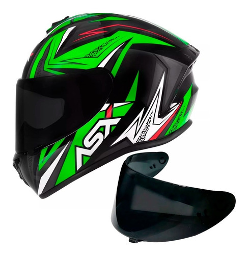 Capacete Fechado Axxis Draken Vector Verde + Viseira Fumê