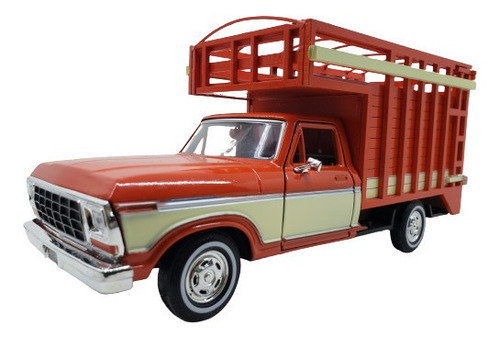 Motormax 1:24 1979 Ford F-150 Pickup Estacas Redilas Naranja