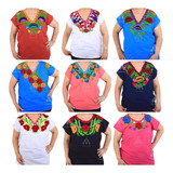 Lote 6 Blusas Artesanales Mexicanas De Chiapas Talla Grande