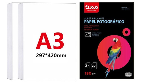 300 Folhas Papel Foto Glossy A3 180g Prova D´água Atacado 