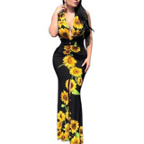 Mujer Vestido Mujer Profundo V-cuello Inmersión Girasol Esta