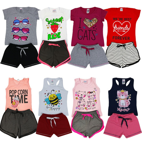 Roupas De Crianças 8 Conjunto Infantil Para Menina 1 A 16